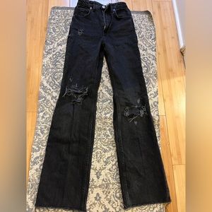 ZARA black TRF ripped wide leg jeans